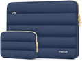 MOSISO Laptop Case 16 inch, 15-15.6 inch Puffy Laptop Sleeve Carrying Case | Compatible with MacBook Pro 16, HP Dell ASUS Acer Toshiba Lenovo, Polyester Horizontal Bag with Small Case, Midnight Blue by MOSISO