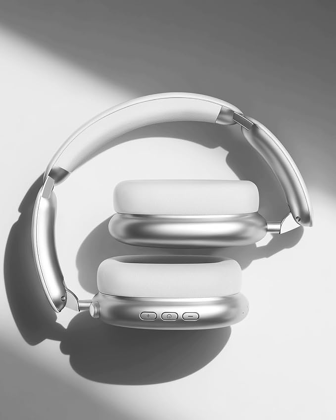 Wentronic Y02 Active Noise Cancelling Wireless Headphones, Silver | Over-Ear, Bluetooth, 60H Playtime,Crystal Clear Calls, Hi-Res Audio, Big Bass, Foldable Lightweight for Travel Home Office - Image 3