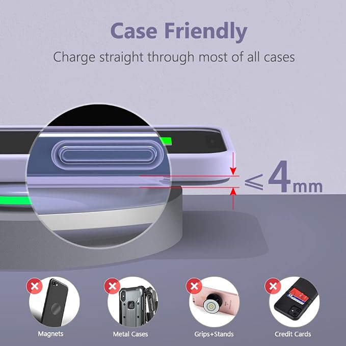 Yootech Wireless Charger,10W Max Wireless Charging Pad Compatible with iPhone 17/17 Pro/17 Pro Max/Air/16/15/14/13/SE 2022/12/11,Samsung Galaxy S25/S24/S23,for AirPods Pro 3(No AC Adapter) - Image 4