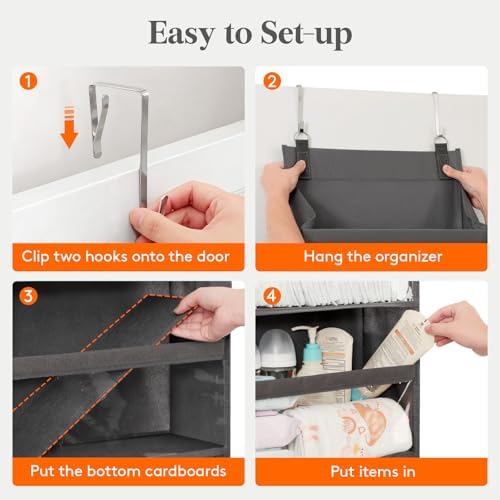 Lifewit 1 Pack Over the Door Organizer, 6 Section Clear Window Hanging Storage with 4 Side Pockets, Sturdy Anti Tilt 40 lbs Load Behind Door for Closet, Bedroom, Bathroom, Nursery, Dorm, Dark Gray - Image 7