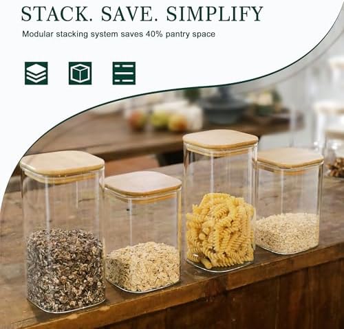 LIBWYS 12-Pack Glass Pantry Storage Jars with Bamboo Lids(0.76/1.22/1.67Qt) - Image 4