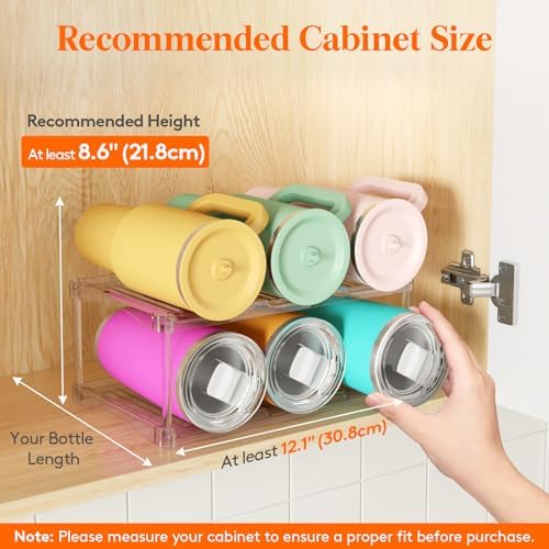 Lifewit Stackable Water Bottle Organizer, Clear Tumbler Holder for Cabinet - Image 3