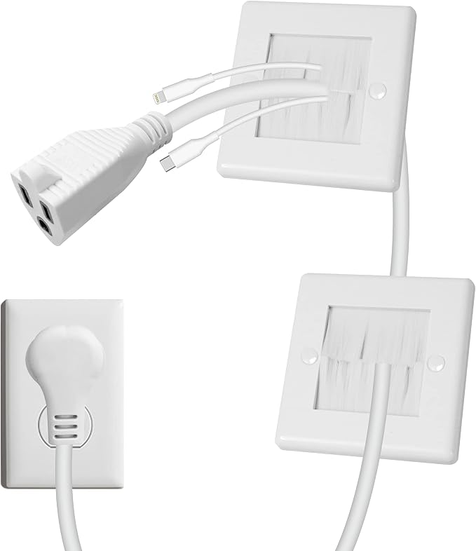 in Wall Cable Management Kit - TV Cord Hider for Wall Mounted TV, Includes 6ft TV Cable Extension and 2 Pack Cable Management Kit Hides TV Wires Behind the Wall - White (2 Pack) | Includes 6ft TV Cable Extension and 2 Pack Cable Management Kit Hides TV... by Unknown