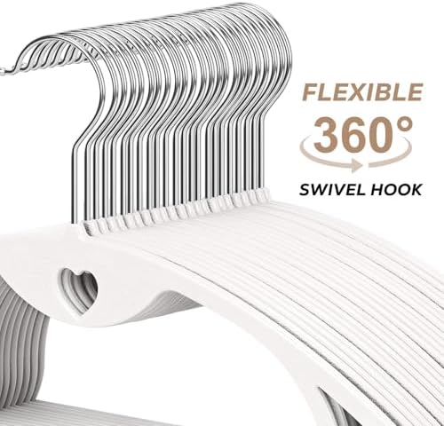 Plastic Hangers White Clothes Hanger 50 Pack | No Shoulder Bumps, 360°Swivel Hook, Thin, Space Saving for Closet, Fit for Suits Pants Heavy Duty Adult Coat Shirt Dress - Image 5