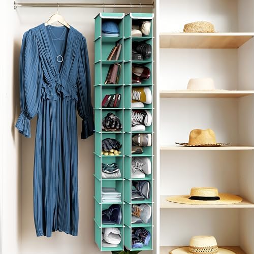 Simple Houseware 10 Shelves Closet Hanging Shoe Organizer, Turquoise | Dual Metal Hooks, Holds Up to 20 lbs, for Narrow Space - Image 2