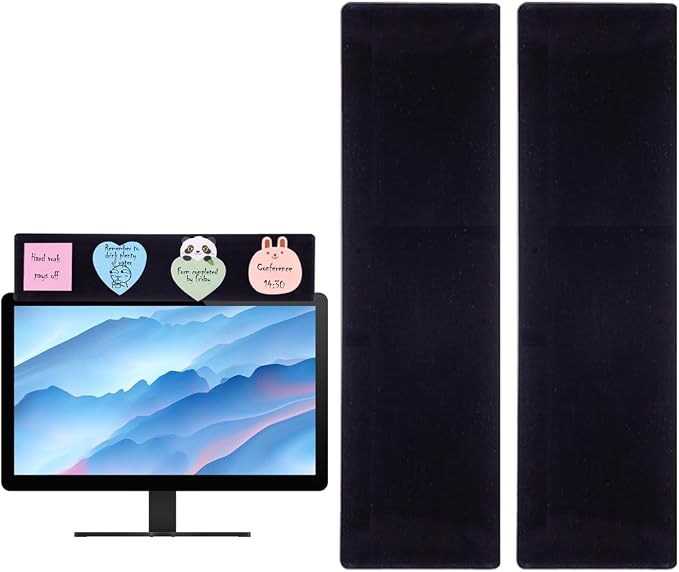 2 Pack Black Monitor Memo Board Top Mount,18" Monitor Sticky Note Holder,Sticky Boards,Message Board for Computer Monitors by Yocoolfun
