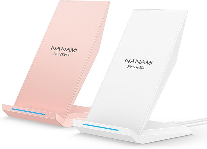 NANAMI Wireless Charger 2 Pack Desktop Fast Wireless Charging Stand | Compatible iPhone 17/17 Air/16/15/15 Pro/15 Pro Max, Nightstand Phone Charger Dock for Samsung Galaxy S26/S26+/S25/S24 by NANAMI