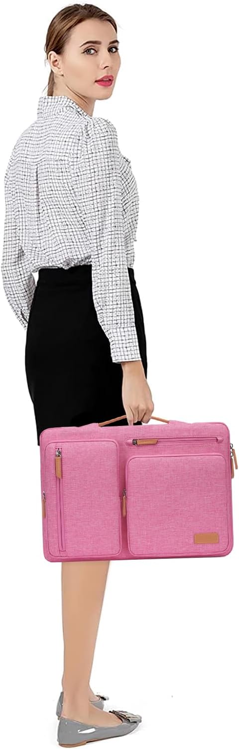 MOSISO 360 Protective Laptop Case 15 inch, 15 inch Laptop Sleeve | Compatible with MacBook Air M5 M4 M3 M2 2026-2023, Dell XPS Plus, Side Open Carrying Case with 4 Zipper Pockets, Rose Red - Image 6