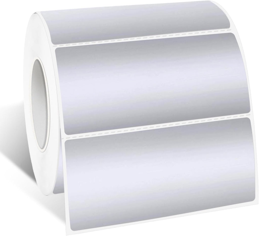 1" x 2" Silver Thermal Label Stickers,Waterproof Thermal Printer Sticker Labels for Gift Wrapping, Self-Adhesive Name Price Tag DIY Custom Logo Design (500 pcs,Silver) by Yeachlaing