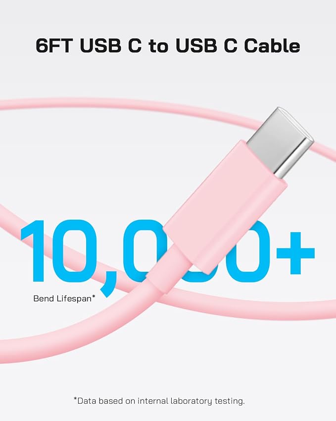 GUUSMART 40W iPhone 17/16/15 Charger Fast Charging 3 Pack Type C Chargers | USB C Charger Block for iPhone 17/16/15 Pro Max,17/16/15 Plus, iPad Pro with Long 6 FT iPhone Charger USB C Cable-Light Pink - Image 6