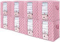 Storage Bags 8 Pack 100L Clothes Organization and Storage Containers | Large Blanket for Comforters,Bedding, Foldable Organizer with Reinforced Handle, Clear Window, Sturdy Zippers, Pink by WiseLife