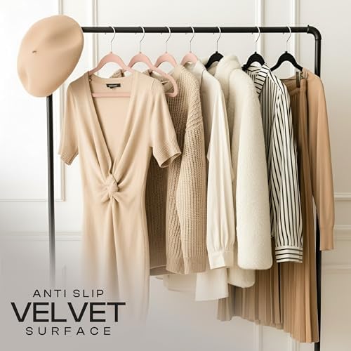 Utopia Home Velvet Hangers, Pink, 50 Pack | Luxury Non-Slip Slim Pant & Coat Hangers | Strong Space-Saving Clothes Hangers | 360° Swivel Hook - Image 4