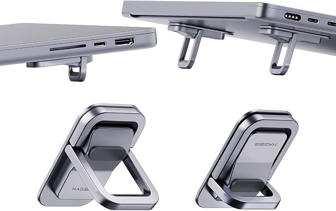 Hagibis Laptop Stand Adjustable Height for Desk, Portable Invisible Laptop Riser, Ergonomic Mount Keyboard Kickstands Aluminum Cooling Pad for MacBook Pro Air, Tablet Laptop (Grey) by Hagibis