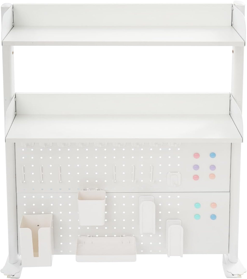 Clamp on Desk Shelf with Pegboard, 31.5" Wide Modern Desktop Organizer Bookshelf with 2 Tier Adjustable Storage Shelf for Home Office Desktop Shelving System - Image 5