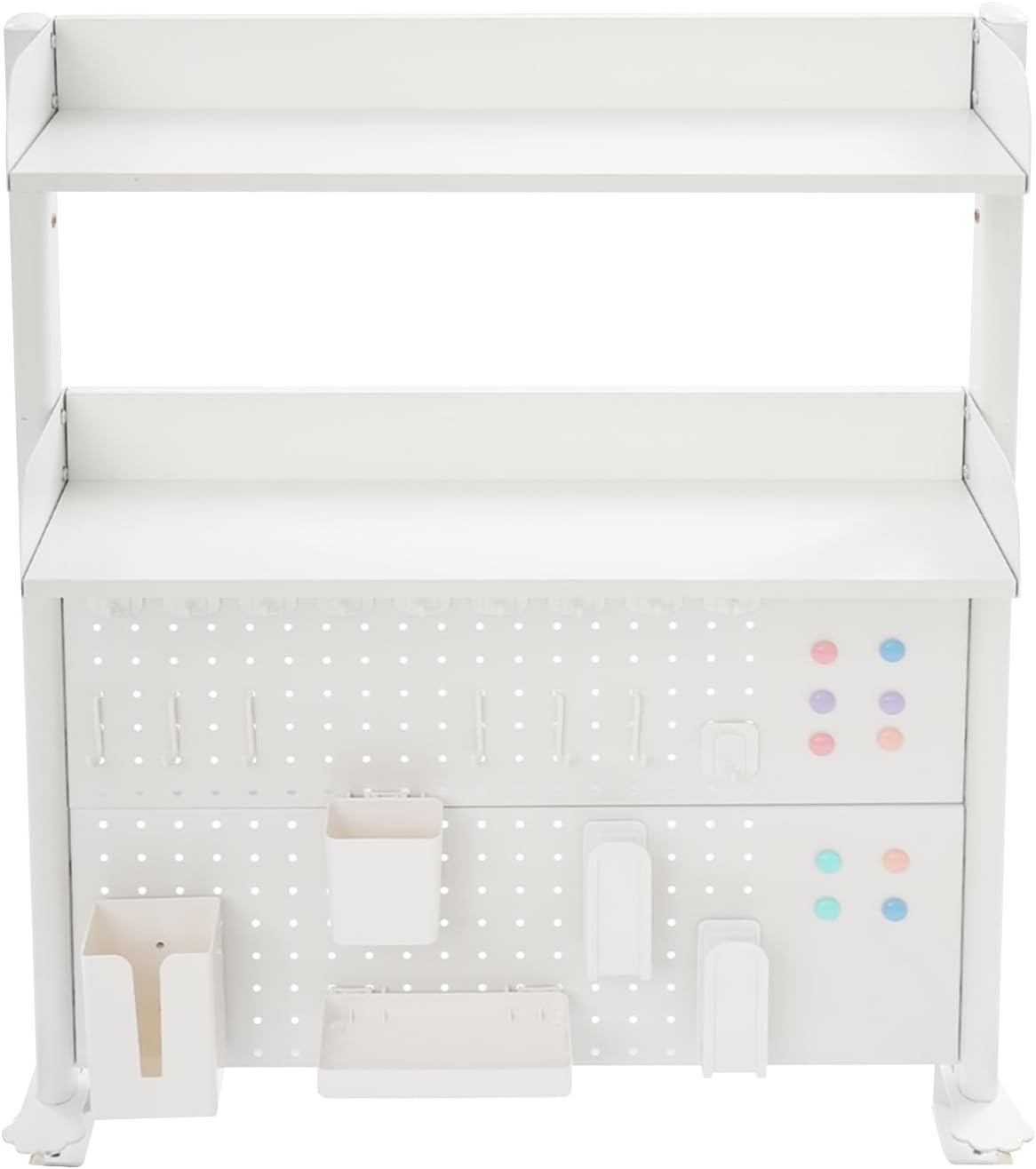Clamp on Desk Shelf with Pegboard, 31.5" Wide Modern Desktop Organizer Bookshelf with 2 Tier Adjustable Storage Shelf for Home Office Desktop Shelving System - Image 5