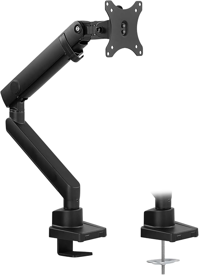 Mount-It! Single Monitor Desk Mount, Top-Mount Arm, 17-32" Screens | Full Motion Tilt Swivel Rotate, Holds up to 17.6 lbs, VESA 75x75/100x100, C-Clamp & Grommet Base, Height Adjustable - Image 2