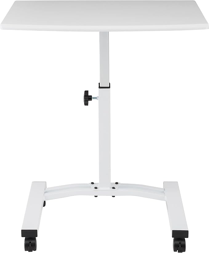 Seville Classics Airlift Mobile Height Adjustable Laptop Stand Computer Workstation for Sitting Classroom Home Office Medical Table w/Wheels, Flat Desk 24", White - Image 15