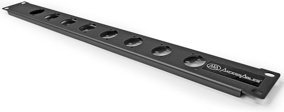 AxcessAbles 8 Port 1U D-Series Rack Panel for 19 Inch AV & Audio Racks – Punch-Out XLR Patch Panel Compatible with XLR Speakon HDMI Ethercon Neutrik Connectors – Metal Rack Mount Component Panel - Image 2