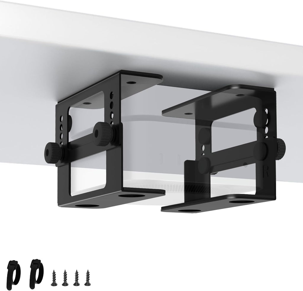 Adjustable Under Desk Mount for Mini PC Under Desk Holder for Mac Mini, Business Mini Desktop Computers 5-level Adjustable Height from 2.13–3.31 in Mini CPU Mounting Bracket with Screws and Cable Ties by Bedycoon