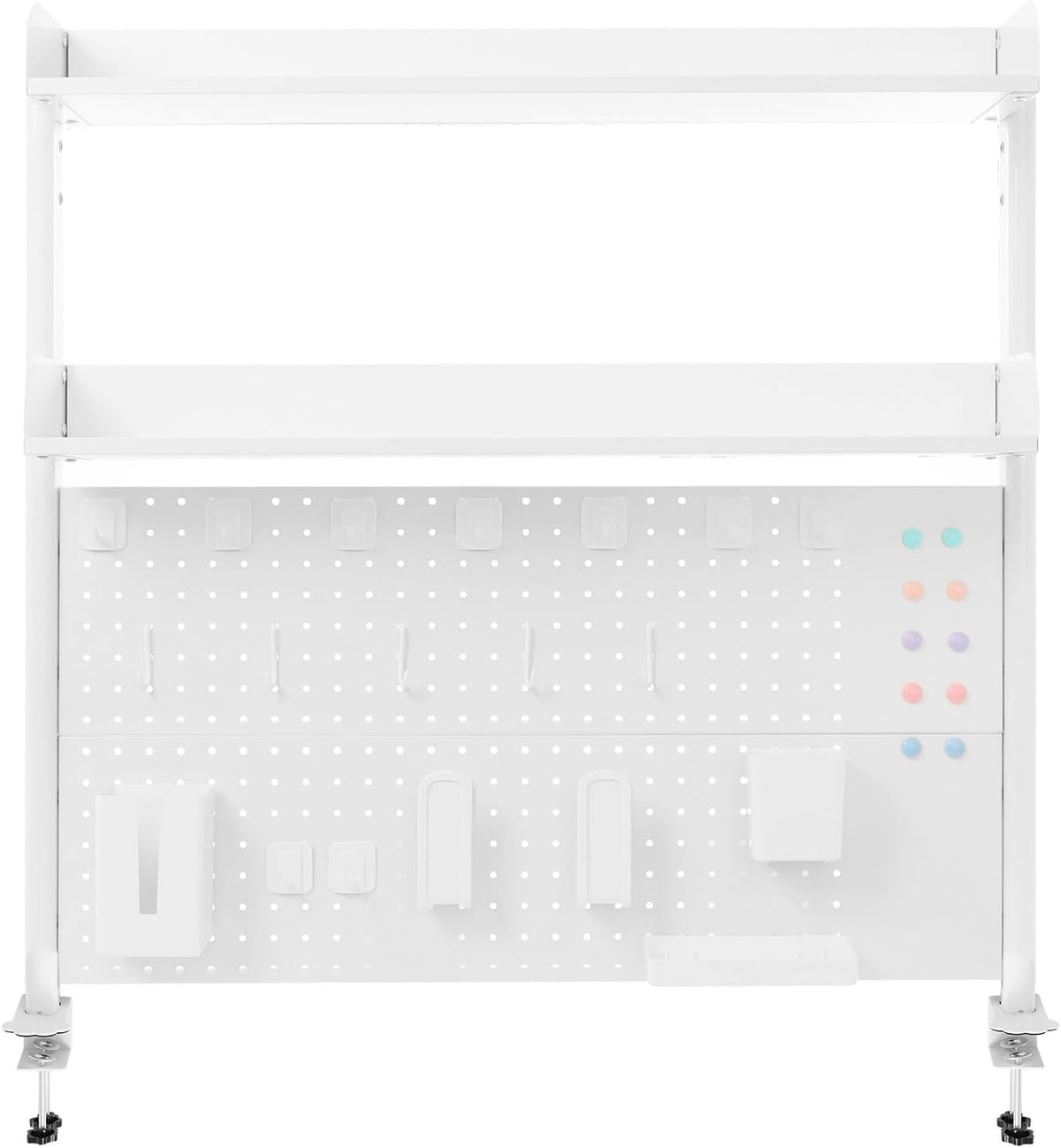 Clamp on Desk Shelf with Pegboard, 39.37" Wide Modern Desktop Organizer Bookshelf with 2 Tier Adjustable Storage Shelf for Home Office Desktop Shelving System - Image 5