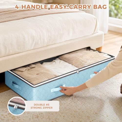 Budding Joy 4 Pack Under bed Storage, Storage Bins with Clear Lids | Underbed Storage Bags for Blankets, Towels, Comforter, Sweaters, Linen Sheets, Wrapping Paper - Image 5