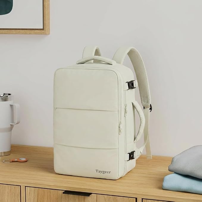 Taygeer Large Travel Backpack, 17 inch Laptop Backpack for Women | Airline Approved Personal Item Mochila, 40l Luggage Carryon Work Bag for friend and Ladies Business Travel Hiking, Beige - Image 2