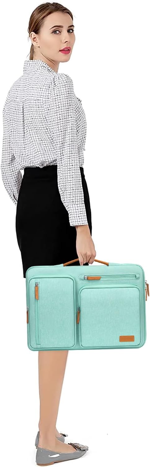 MOSISO 360 Protective Laptop Case 15 inch, 15 inch Laptop Sleeve | Compatible with MacBook Air M5 M4 M3 M2 2026-2023, Dell XPS Plus, Side Open Carrying Case with 4 Zipper Pockets, Aqua Green - Image 6