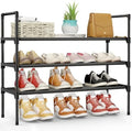 Kitsure Shoe Rack for Closet, Shoe Organizer, 27.6" Wide - 3 Tier, Black | Shoe Storage for Closet, Entryway, Space-Saving Shoe Shelf with Side Handle, Closet Organizer by Kitsure