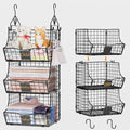 Hanging Closet Organizers and Storage, 3 Tier Closet Shelf Clothes Organizer with 2 S-Hooks, Multi-Functional Iron Wire Baskets, for Clothing, Sweaters, Handbags, Hat, Canned by Unknown