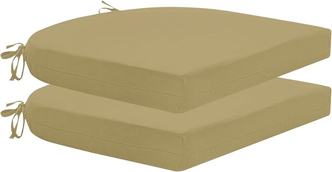 HARBOREST Outdoor Chair Cushions Set of 2, Water Resistant Patio Chair Cushions with Ties, Outdoor Seat Cushions for Patio Furniture, 17"x16"x2", Khaki by HARBOREST