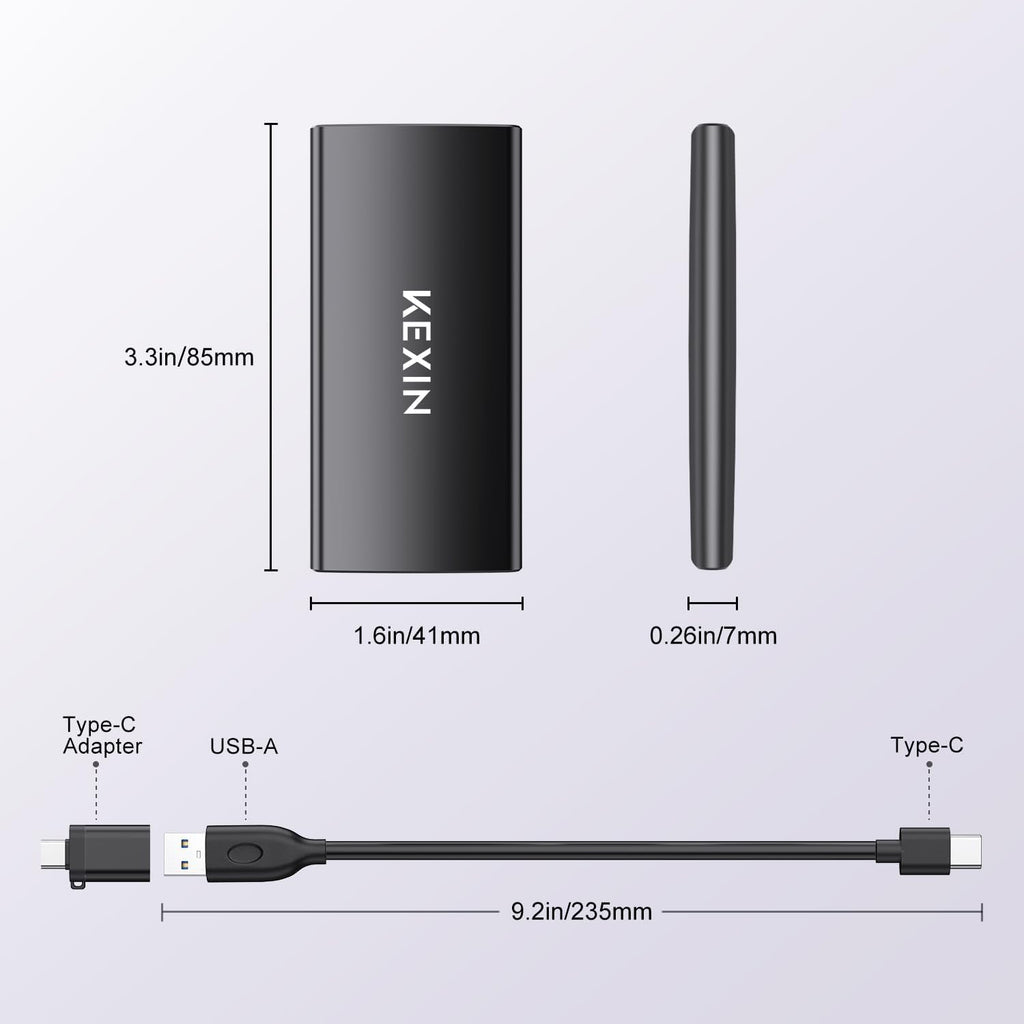 KEXIN 512GB External SSD Up to 500MB/s USB-C Portable SSD USB 3.1 External Solid State Drive 512G Type-C External Drive for Laptop, Mac, Xbox,PS4 - Image 2