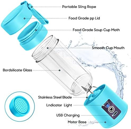 Portable Blender, Personal Mini Juice Blender with Six Blades in 3D(Blue) - Image 2