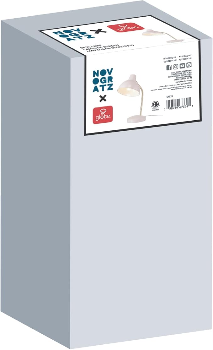 Globe Electric 67339 16 Inch Pink Desk Lamp with Gold Arm, in-Line On/Off Switch, Reading Light, Ideal for Bedroom, Dorm and Office - Image 8