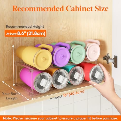 Lifewit Stackable Water Bottle Organizer, Clear Tumbler Holder for Cabinet - Image 3