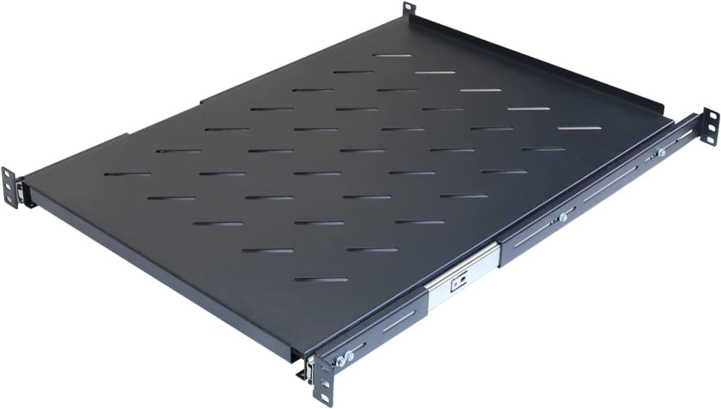 Aeons 1U 19-inch Sliding Rack Server Shelf Vented 4 Post Rack Mount 24" Shelf Adjustable Mounting Depth 24.2 – 27.4 inches, for IT Data Network Cabinet Enclosure Equipment by AEONS
