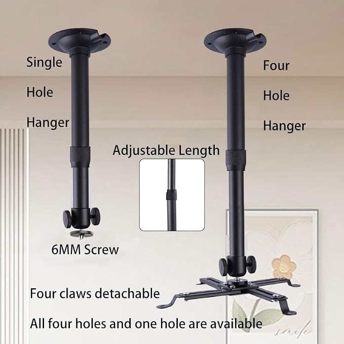 Universal Projector Ceiling or Wall Mount Black with Extendable Arms, for 12.5 in - 1.5 in Projector , Low Profile Quick Release Projector Holder Bracket Adjustable Height: 7.8in-15.7in / 20cm-40cm - Image 3