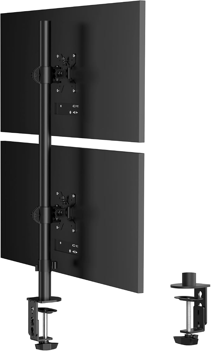 Pholiten Tall Vertically Stacked Dual Monitor Desk Mount Stand | Extra Tall 31 Inch Monitor Stand, Fully Adjustable Monitor arm for 13-32 Inch LCD Screen, Holds up to 22lbs by PholitenMonitorArm