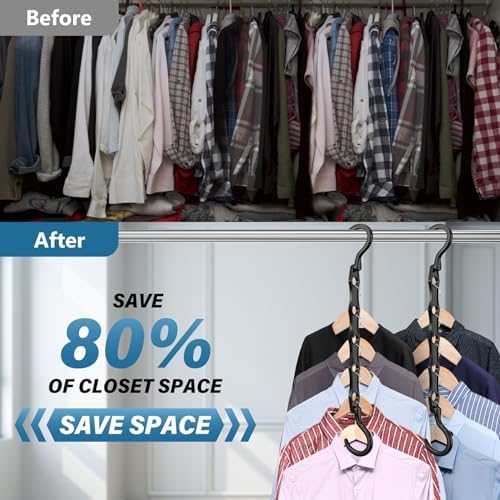 24 Pack Hangers Space Saving Magic Plastic Hanger Organizer Dark Black | Shirt Space Saving Hangers, Multi Clothes Hangers Space Saver for Closet Organizers Storage College Dorm Room Essentials - Image 2
