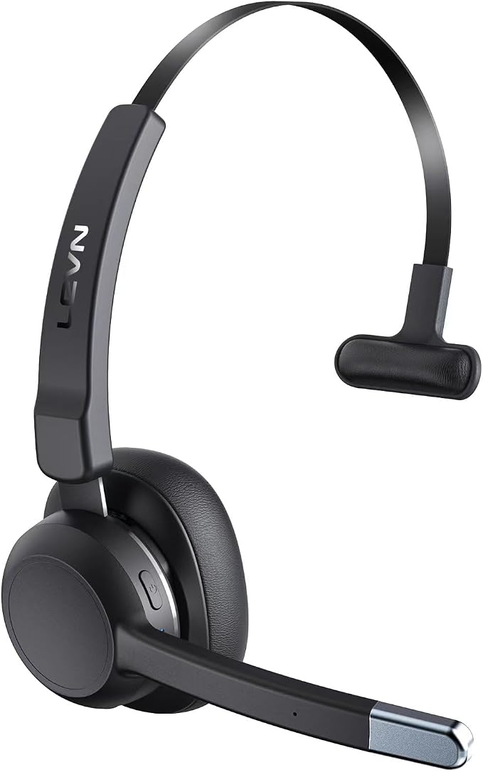 LEVN Trucker Headset, Trucker Bluetooth Headset with Noise Cancelling Microphone & Mute Button, Bluetooth Headsets V5.2 Multipoint for Work from Home/Cell Phone/Computer/Zoom/Teams/Truck Driver by LEVN