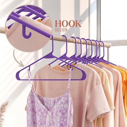 Plastic Hangers 20 Pack Purple - Clothes Hangers - Makes The Perfect Coat Hanger and General Space Saving Hangers for Closet and New Apartment Essentials - Percheros Ganchos para Colgar Ropa Hangars - Image 5