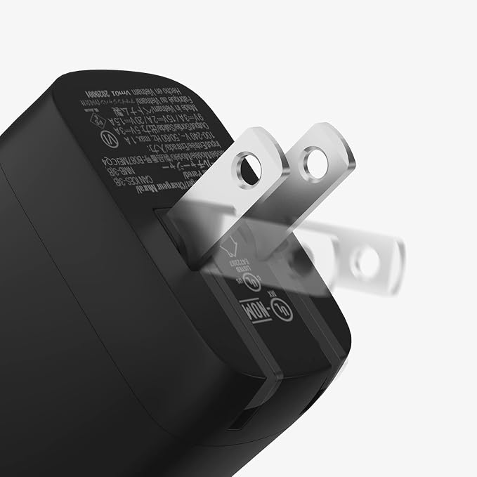 Amazon Basics 30W One-Port Foldable GaN USB-C Wall Charger with Power Delivery PD for Tablets & Phones (iPhone 16/15/14/13/12/11/X, iPad, Samsung, and More), Compact Travel Charger, Non-PPS, Black - Image 3