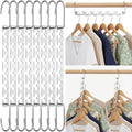 HOUSE DAY 10.5 Inch Closet Space Saving Wardrobe Clothing Magic Hangers Oragnizer Heavy Chrome Hangers, Updated Hook Design Pack of 8 | Heavy Duty Hanger Organizer 30 Lbs Capacity, Sturdy Multi Hangers, Closet Space Saver Closet Organizers and Storage ... by HOUSEDAY