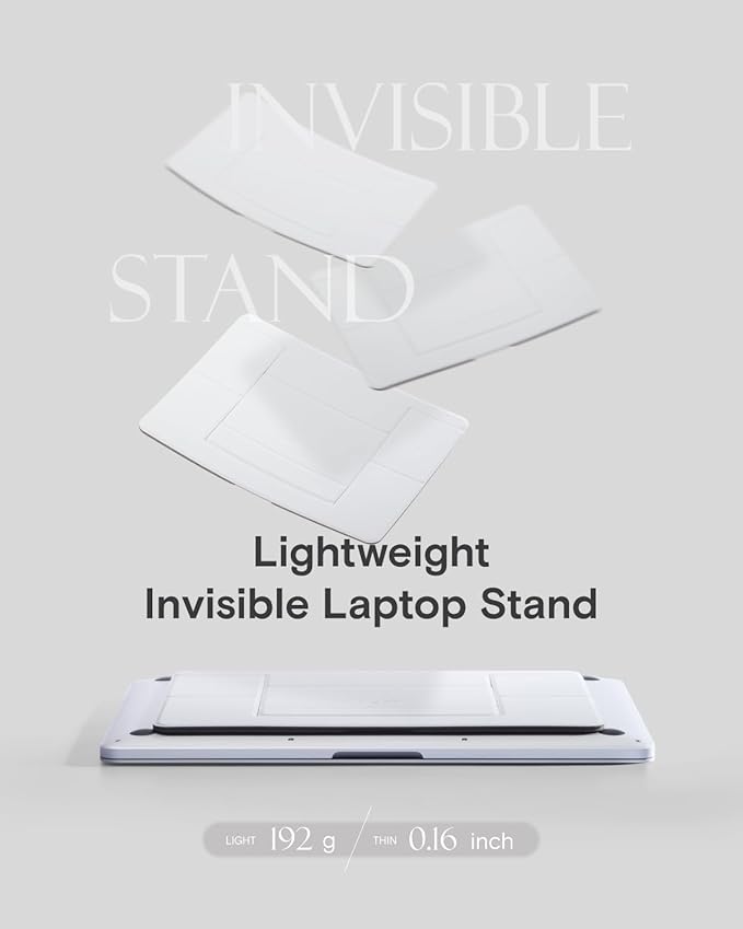 MOFT Invisible Laptop Stand for Desk, Stick-Free Tablet and Computer Stand with Dual-Angle, Foldable&Portable Laptop Riser Holder, Fits 7-11" Tablets&11-14" Laptops, Space Gray (Non-Adhesive Version) - Image 2