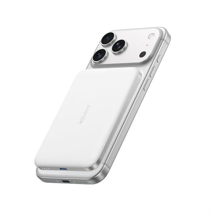 Anker Nano Magnetic Power Bank, 5,000mAh Qi2-Certified 15W Portable Charger (White) | Ultra-Slim Wireless Battery Pack with Ergonomic Design, Compact for Travel, for iPhone 17 / 16 Series and More by Unknown