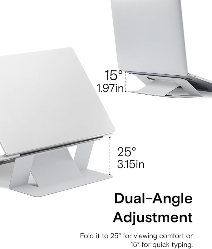 MOFT Laptop Stand for Desk, Adhesive MacBook Computer Stand with 2 Adjustable Viewing Angles, Foldable and Portable Laptop Riser Compatible with 11"-16" Laptops, Misty Cove(Adhesive Version) - Image 5