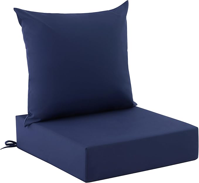 Outdoor Cushions for Patio Furniture, Outdoor Seat Cushion Set 24 x 24 x 5.75 Inch, Waterproof & Fade Resistant Outdoor Chair Cushions, Deep Seat Patio Cushion with Removable Cover, Navy Blue by Zonamat