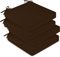 downluxe Waterproof Outdoor Chair Cushions Set of 4, 19" x 19" x 3" Patio Chair Cushion with Non-Slip Ties & Handle, Square Outdoor Cushion for Patio Furniture with Removable Cover, Brown by Downluxe