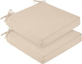 downluxe Waterproof Outdoor Chair Cushions for Patio Furniture, 24" x 24" x 4" Patio Chair Cushion with Adjustable Ties & Portable Handle, Square Outdoor Cushion with Removable Cover, Beige, 2 Pack by Downluxe
