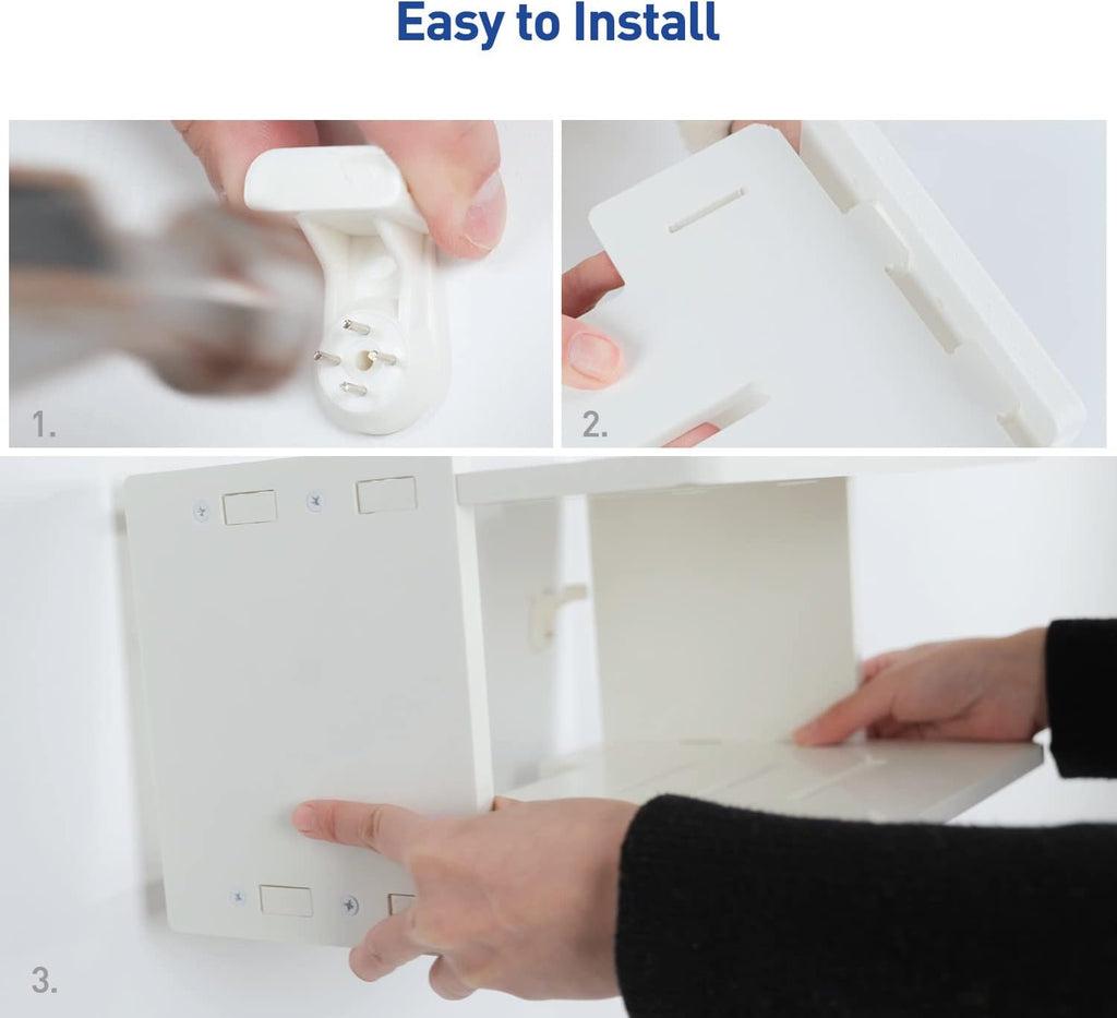 Projector Wall Mount Shelf - Floating Shelf with Holder, White - Image 6