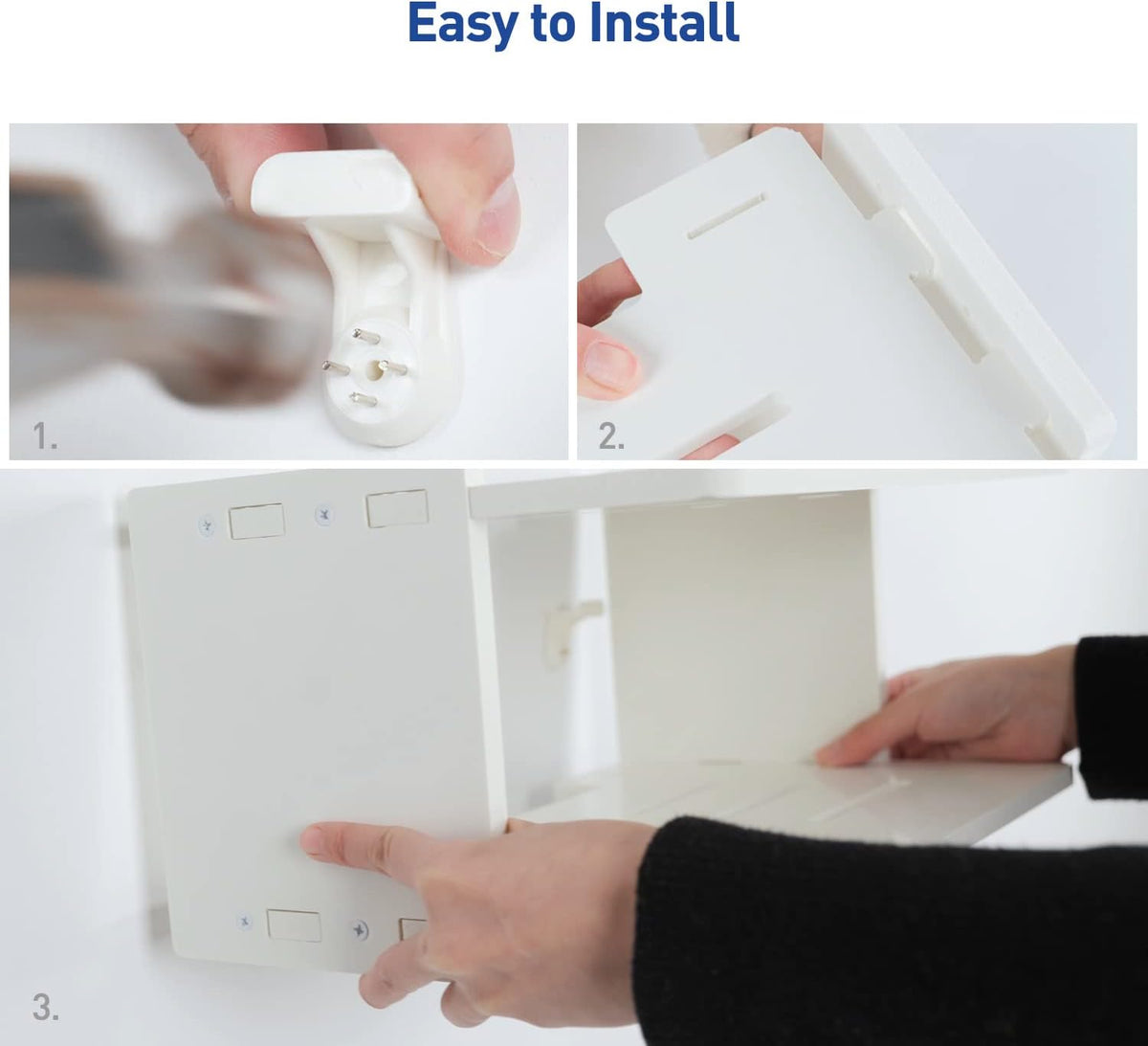 Projector Wall Mount Shelf - Floating Shelf with Holder, White - Image 6
